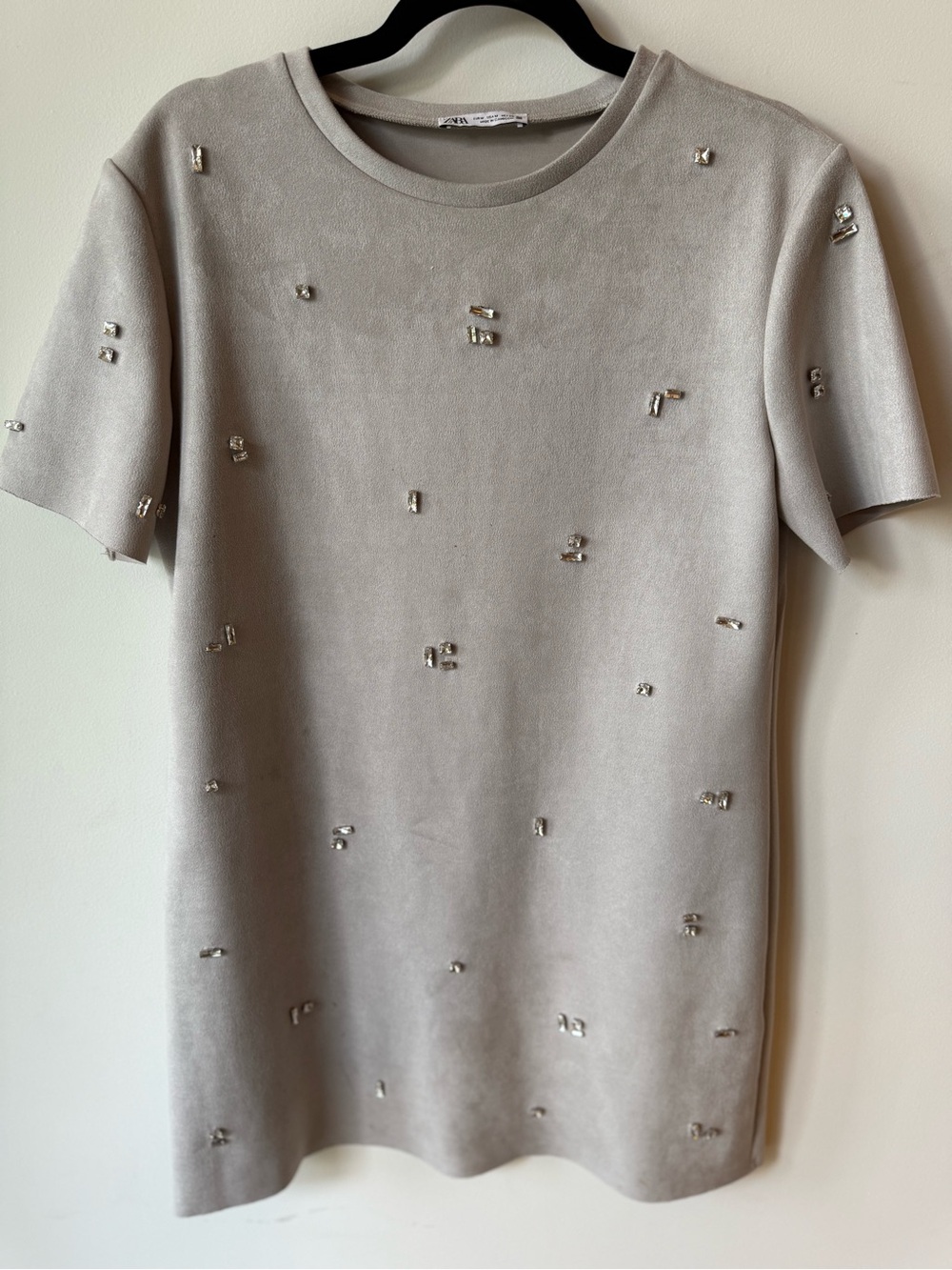 ZARA Gray Suede Embellished Dress